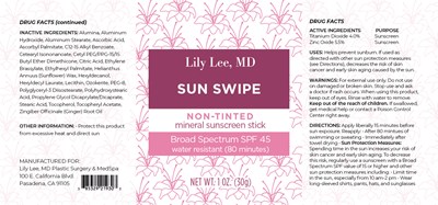 Package Label (Lily Lee Sunscreen Plus Mineral Stick Untinted 219)